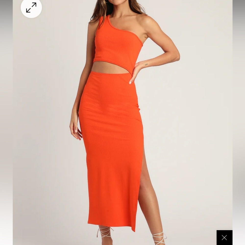 Ribbed one shoulder cut out midi dress